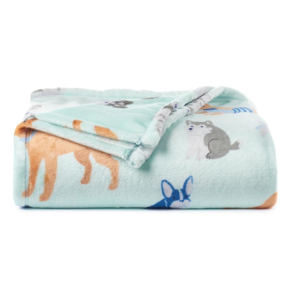 The Big One - Plush Throw "AQUA DOGS" Super Soft